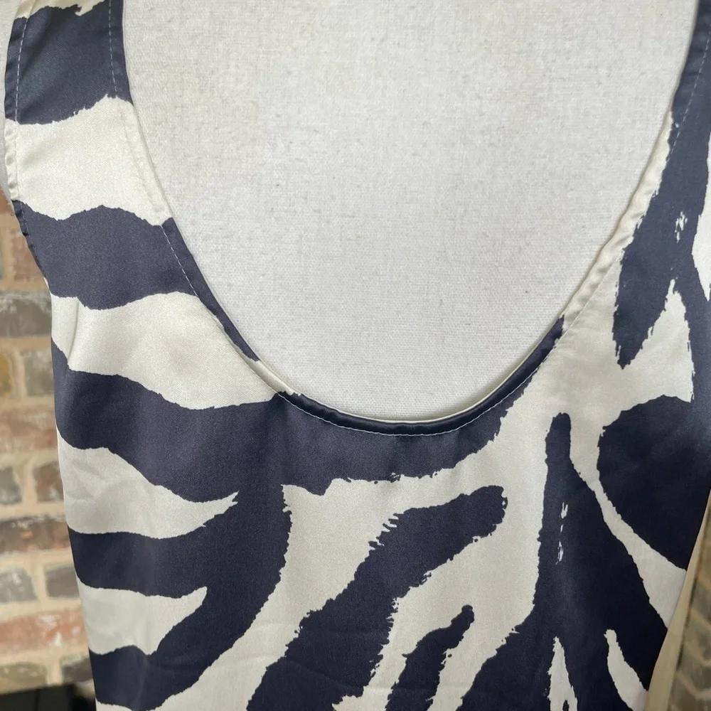 H&M Asymmetrical White and Blue Maxi Dress, Modern & Sophisticated Sz Small